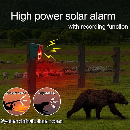 Outdoor Solar Motion Sensor Alarm with Remote Control, 130Db Sound Light Alarm Siren Sound Alarm Security Alarm System HOT