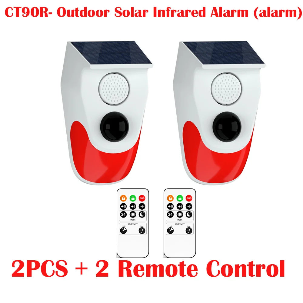 2PCS Outdoor Waterproof Wireless 120dB Charging Security Sound Alarm Detector PIR Motion Sensor For Home Burglar alarm system